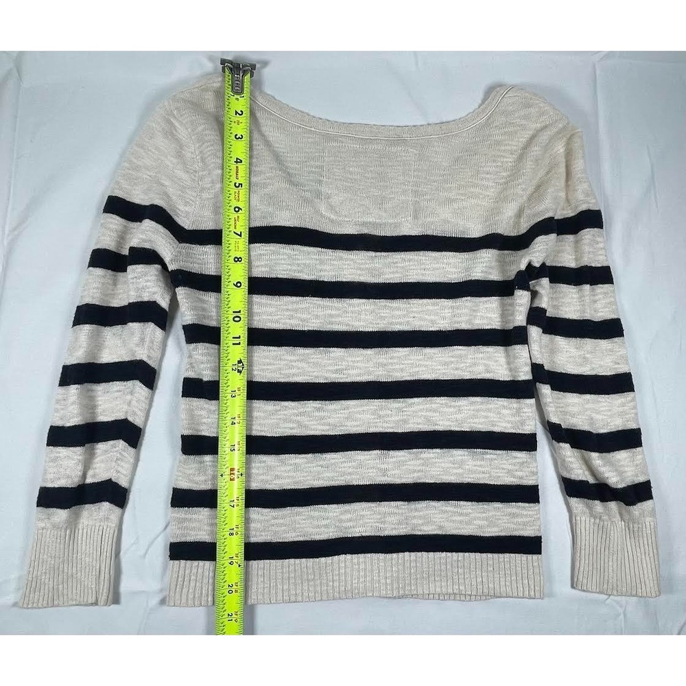 Vintage Abercrombie & Fitch Cardigan Sweater with Pockets Cream/Navy Size Small - Picture 3 of 5